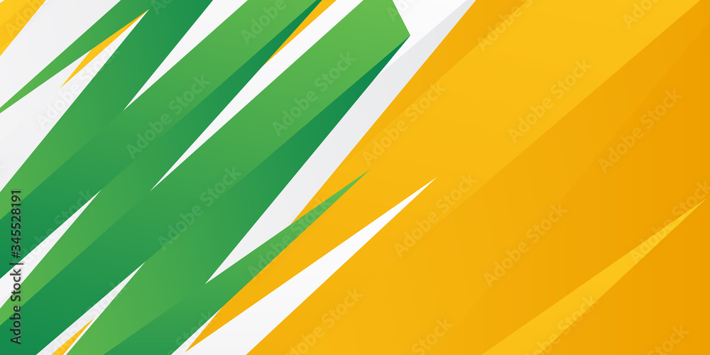 Green orange yellow abstract background suit for presentation design. Green  orange banner template. Vector abstract background with green gradient  waves, organic shapes, text. Stock Vector