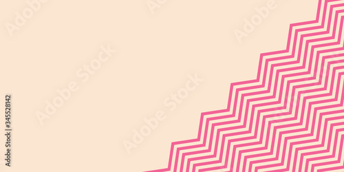 Triangle geometric pattern background texture for poster cover design. Minimal color vector banner template with circles, square with zigzag pink on light yellow background
