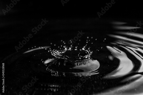 Drop of crude oil on a black background.