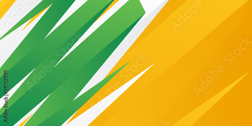 Green orange yellow abstract background suit for presentation design. Green orange banner template. Vector abstract background with green gradient waves, organic shapes, text.