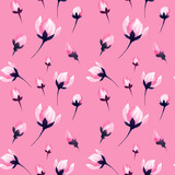 Pink sakura flowers pattern background, watercolor floral blossom petals and buds seamless decoration and textile print design. Cherry blossom or Japanese sakura pink flowers, blush watercolor pattern