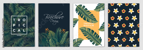 Wallpaper Mural Tropical Brochure Design Layout Template in A4 size, greeting cards. Frame with tropic leaves. Ideal for party poster, greeting card, banner or invitation. Vector Illustration Torontodigital.ca