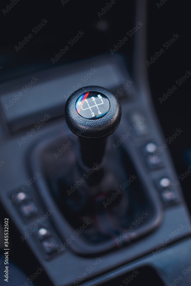 BMW M3 e30 interior, manual gearbox. Stock Photo | Adobe Stock