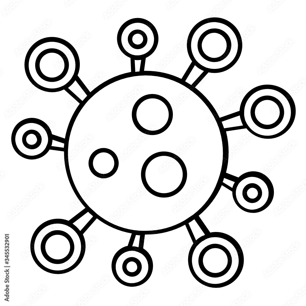 Corona Virus Microscopic View of S Strain concept, Coronavirus 2019-nCoV on white background, Medical concept of a pandemic with dangerous cells Covid-19 Vector Icon design 