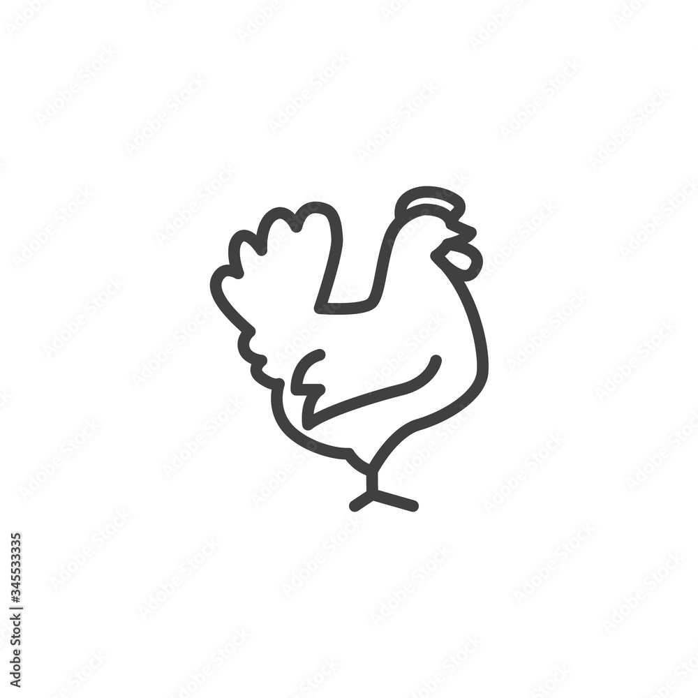 Chicken farm animal line icon. linear style sign for mobile concept and ...