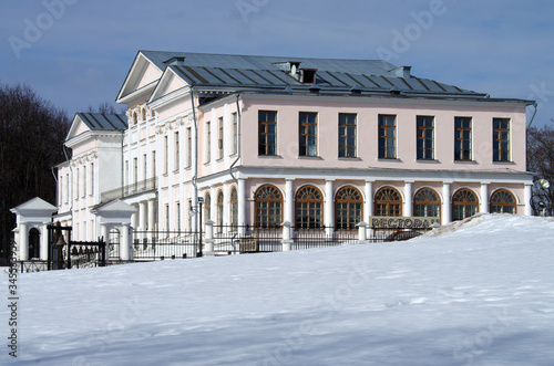 DUBROVITSY, MOSCOW REGION, RUSSIA - March, 2019: House of Prince Golitsyn in Dubrovitsy manor in winter day