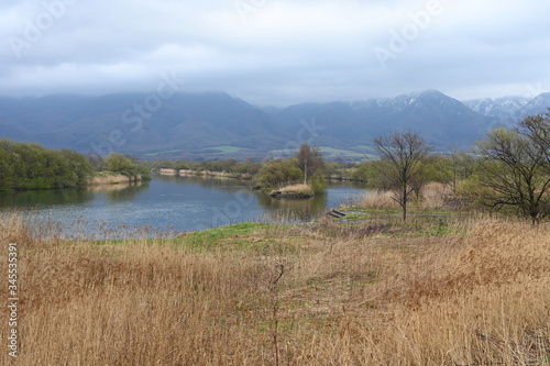 river at mid hokaido in spring photo