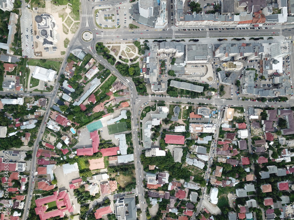Aerial Urban Scenery Of Bacau City Romania Architecture