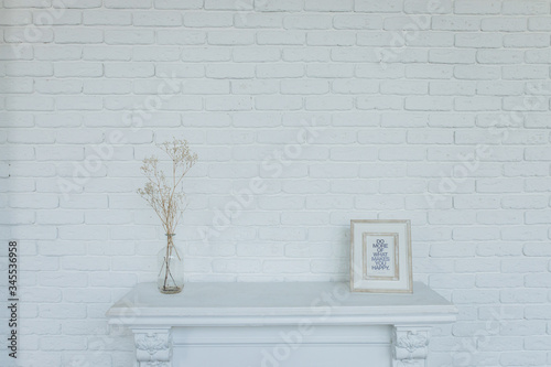 White brick wall background in room © andrew_shots
