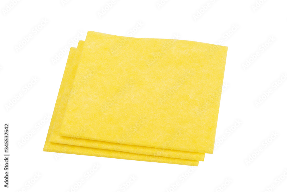 eco-friendly yellow viscose napkins isolated on white eco-friendly yellow viscose napkins isolated on white