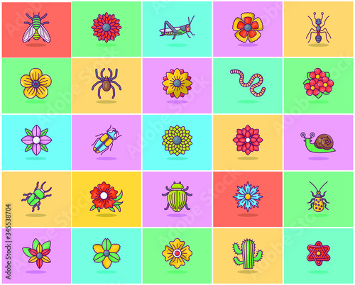 Decorative Flowers Flat Icons Pack 
