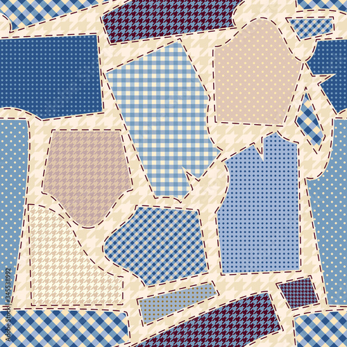 Patchwork textile pattern. Seamless quilting design background.