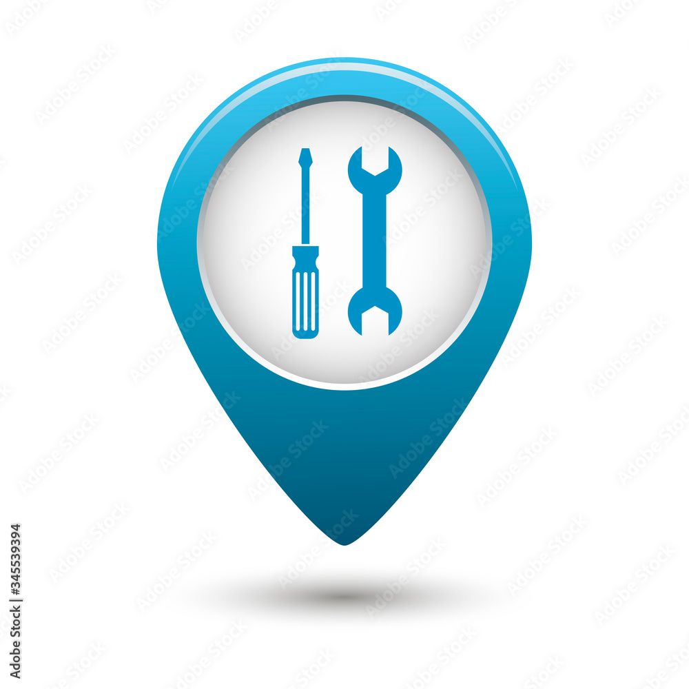 Pointer with a key and a screwdriver on a white background. Vector illustration Pointer with a key and a screwdriver on a white background. Vector illustration