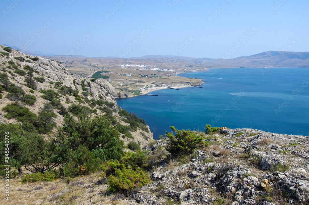 Sea view from the top of Cape Alchak in Crimea