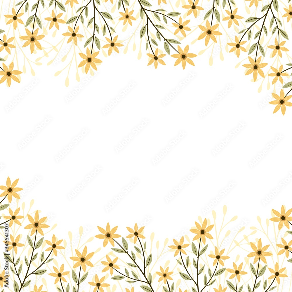 Vector frame botanic. Summer wildflowers and herbs illustration isolated on white background. Vector frame botanic. Summer wildflowers and herbs illustration isolated on white background.