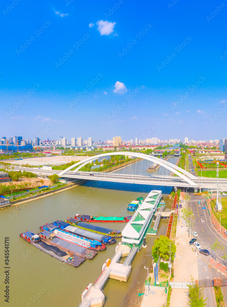 Scenery of Huangpu River foreshore Park in Shanghai, China