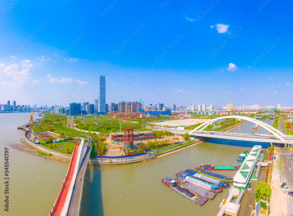 Scenery of Huangpu River foreshore Park in Shanghai, China