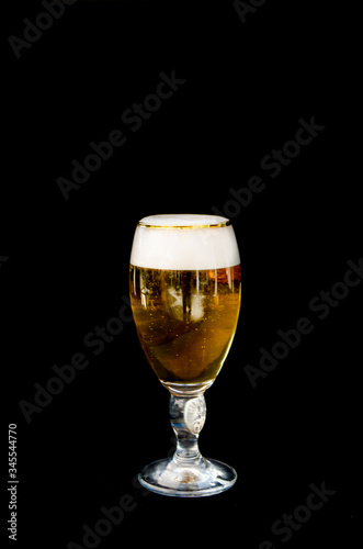 Glass of freshly poured beer