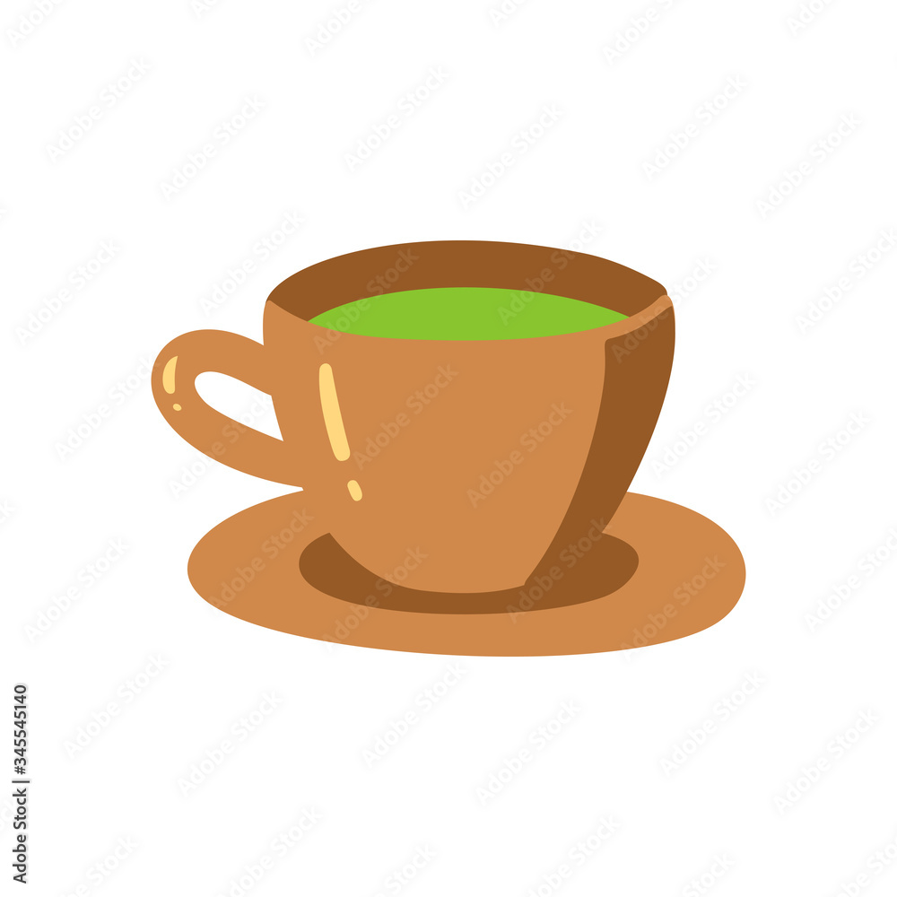 Matcha green tea cup bowl, latte mug. Matcha herbal green tea vector illustration isolated on white background. Matcha green tea cup bowl, latte mug. Matcha herbal green tea vector illustration isolated on white background.