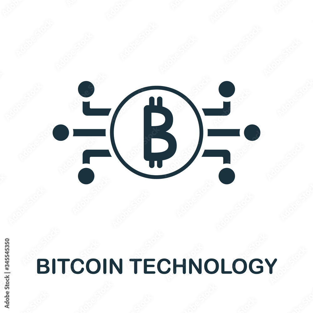 Obraz premium Bitcoin Technology icon. Simple illustration from fintech industry collection. Creative Bitcoin Technology icon for web design, templates, infographics and more
