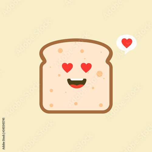 kawaii slice bread funny cartoon vector illustration