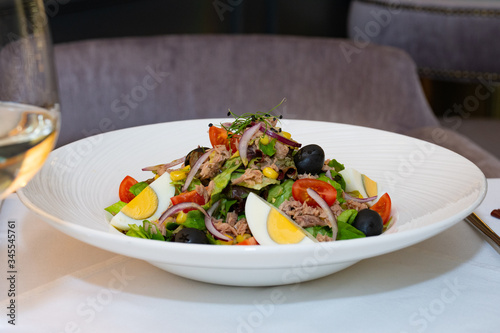 Tuna egg salad with black olives