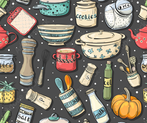 Tapety Jedzenie  seamless-pattern-with-cooking-utensils-dishes-and-food