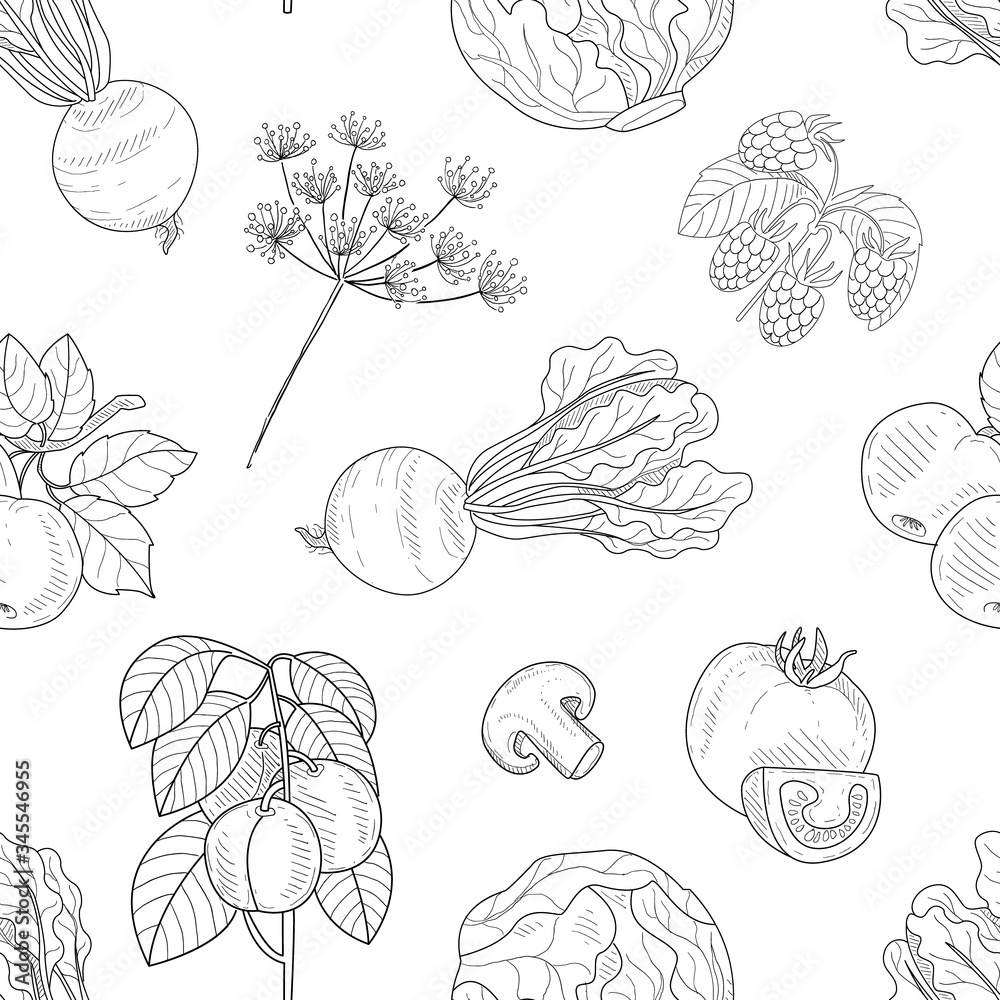 Hand Drawn Vegetables and Plants Seamless Pattern, Farm Products Design Element Can Be Used for Website, Cooking Book, Restaurant Menu, Wrapping Paper Vector Illustration Hand Drawn Vegetables and Plants Seamless Pattern, Farm Products Design Element Can Be Used for Website, Cooking Book, Restaurant Menu, Wrapping Paper Vector Illustration