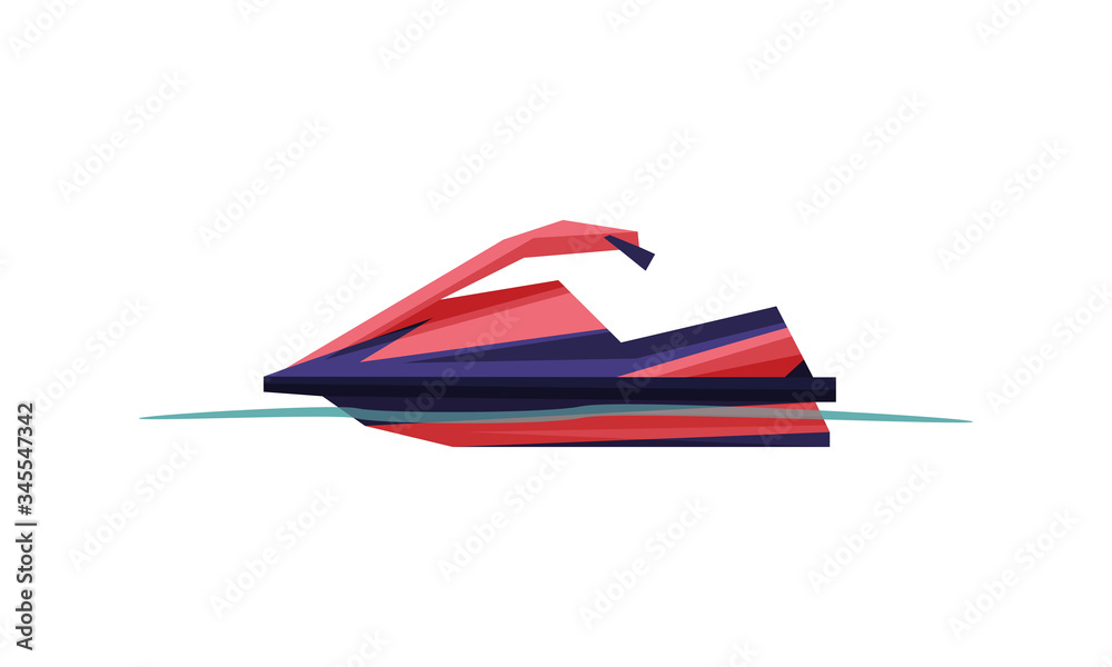 Fototapeta premium Jetski, Speedboat, Modern Water Transport, Summer Vacation Design Element Vector Illustration
