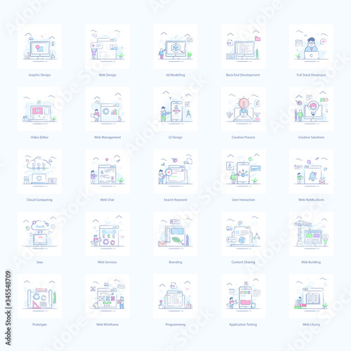 Seo Web Design Flat Icons Pack 