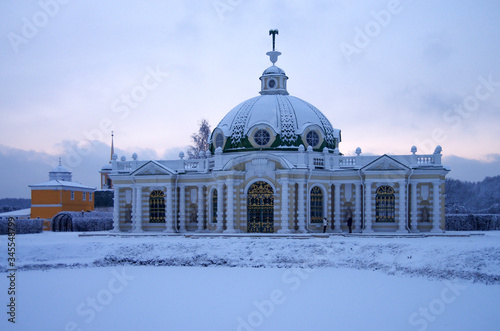 MOSCOW, RUSSIA - Yanuary, 2020: Winter evening view of the Kuskovo estate photo