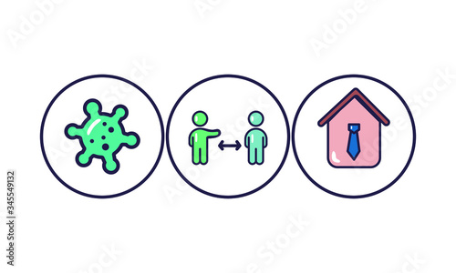 tree coronavirus icon set. flat design