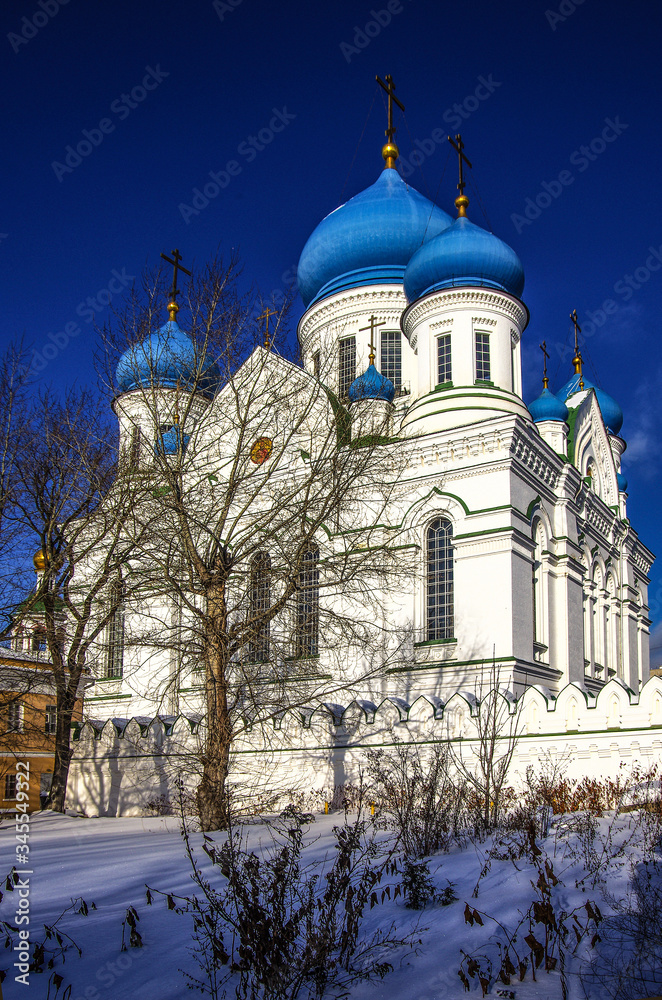 MOSCOW, RUSSIA - January, 2019: Nikolo-Perervinsky monastery in winter sunny day MOSCOW, RUSSIA - January, 2019: Nikolo-Perervinsky monastery in winter sunny day