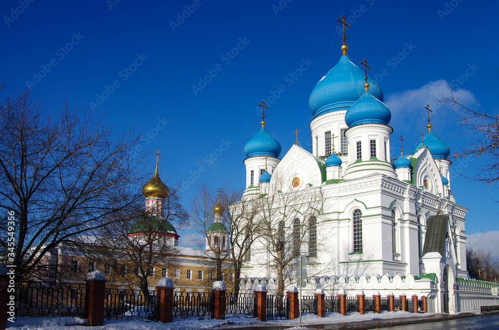 MOSCOW, RUSSIA - January, 2019: Nikolo-Perervinsky monastery in winter sunny day