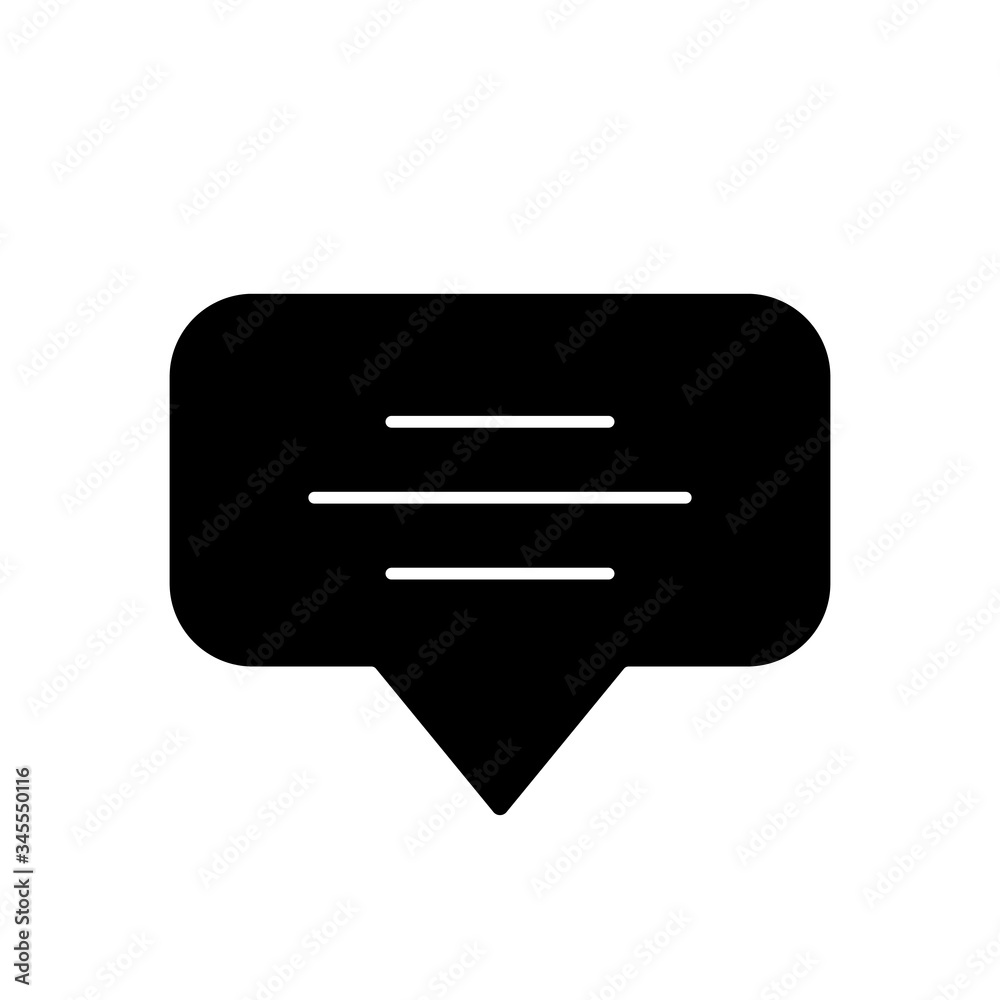 Speech bubble black glyph icon. Empty chat cloud. Notification box. Blank dialogue balloon with text space. Comment box with copyspace. Silhouette symbol on white space. Vector isolated illustration Speech bubble black glyph icon. Empty chat cloud. Notification box. Blank dialogue balloon with text space. Comment box with copyspace. Silhouette symbol on white space. Vector isolated illustration