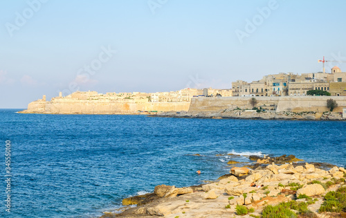 View over the Valletta city from Marsans Harbour, Sliema, Malta