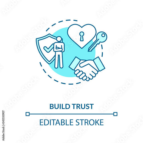 Build trust concept icon. Relationship development, reliability idea thin line illustration. Professional growth, business improvement. Vector isolated outline RGB color drawing. Editable stroke