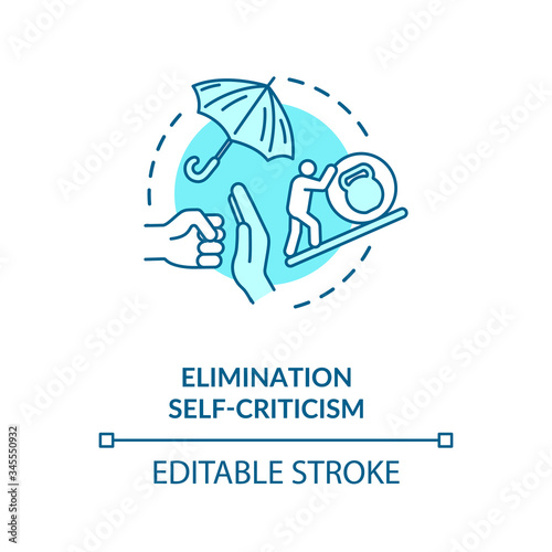 Self criticism elimination concept icon. Self growth idea thin line illustration. Overcoming personal insecurities and emotional complexes. Vector isolated outline RGB color drawing. Editable stroke