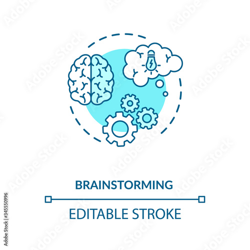 Brainstorming concept icon. Problem solving, creative thinking idea thin line illustration. New ideas generation, opportunities search. Vector isolated outline RGB color drawing. Editable stroke