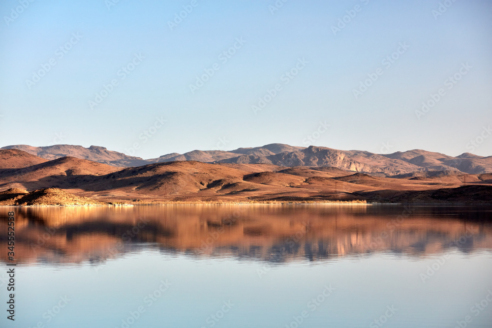 Artificial lake Al-Mansur az-Zahabi, south of Morocco
