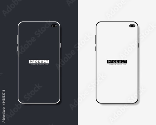 Frameless Smartphone Mockup Design Images. Elegant Phones with Dual Camera Icon Vector