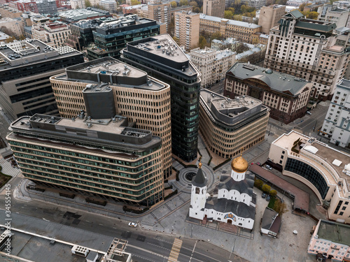 Empty White Square in Moscow during the quarantine lockdown in April 2020 photo