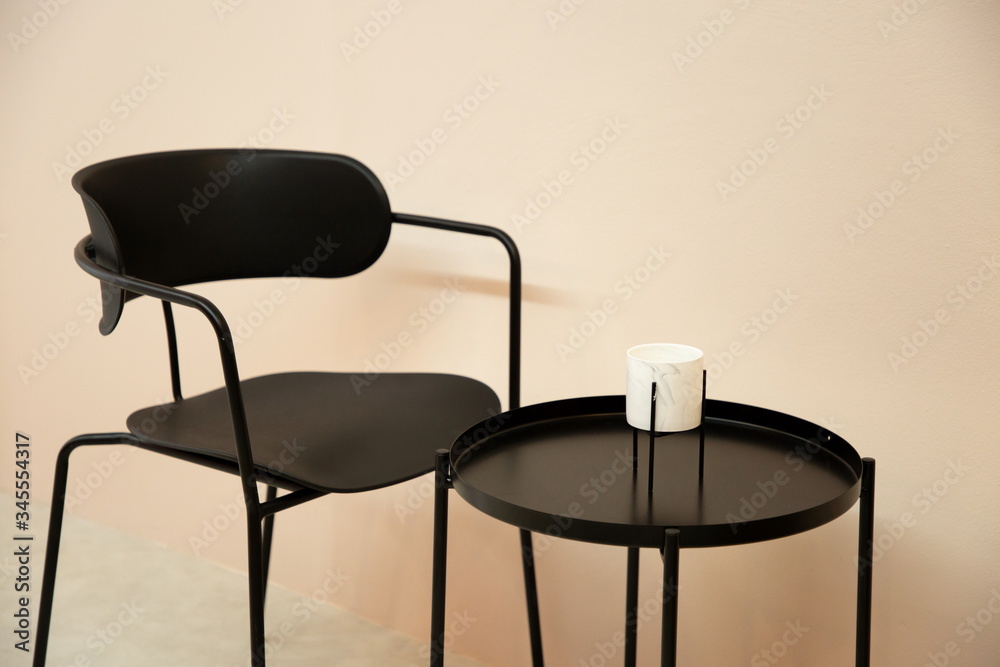 living room furniture black color chair and table . living room furniture black color chair and table .