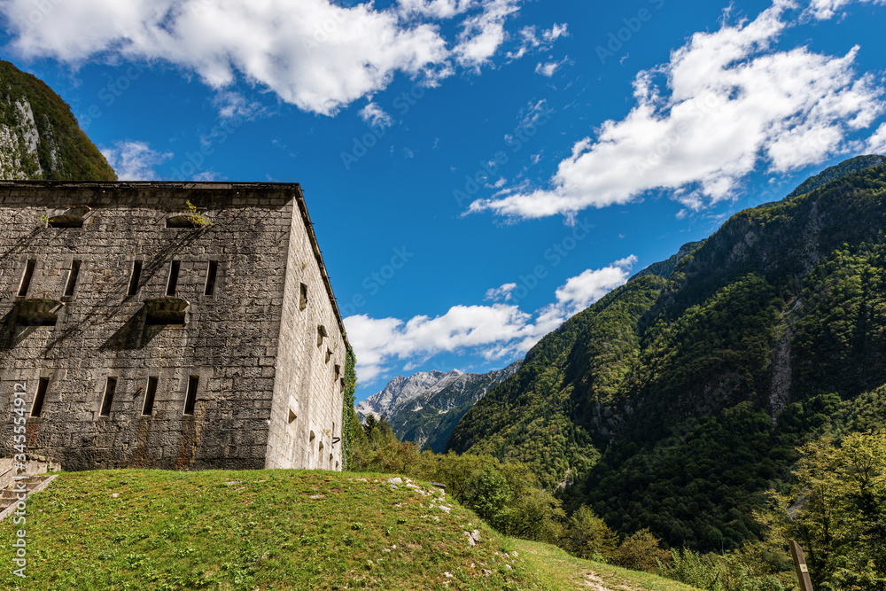 Kluze Fortress, of the Austrian empire, First World War. It was built in the Koritnica river valley in northwestern Slovenia in the border protection near the small town of Bovec or Plezzo