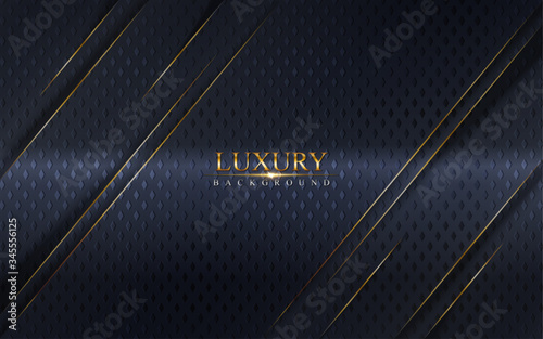 Abstract luxury navy background design with golden lines.