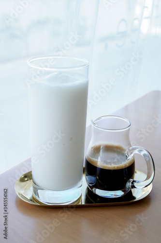 Coconut espresso frappe, Milk shake and hot coffee.