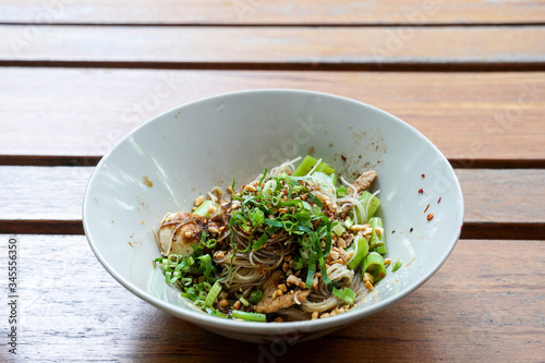 KUAYTIAW REUA. Thai noodle soup Local food in Thailand that can be eaten in general is delicious and cheap, Braised pork noodles,Thai food.