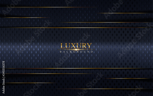 Abstract luxury navy background design with golden lines.