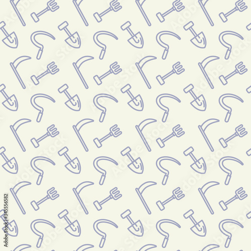 Gardening tools icons pattern. Gardening items seamless background. Seamless pattern vector illustration