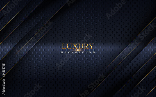 Abstract luxury navy background design with golden lines.
